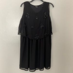 Black Midi-Length Floral Beaded Dress | Limited Collection | Size 14